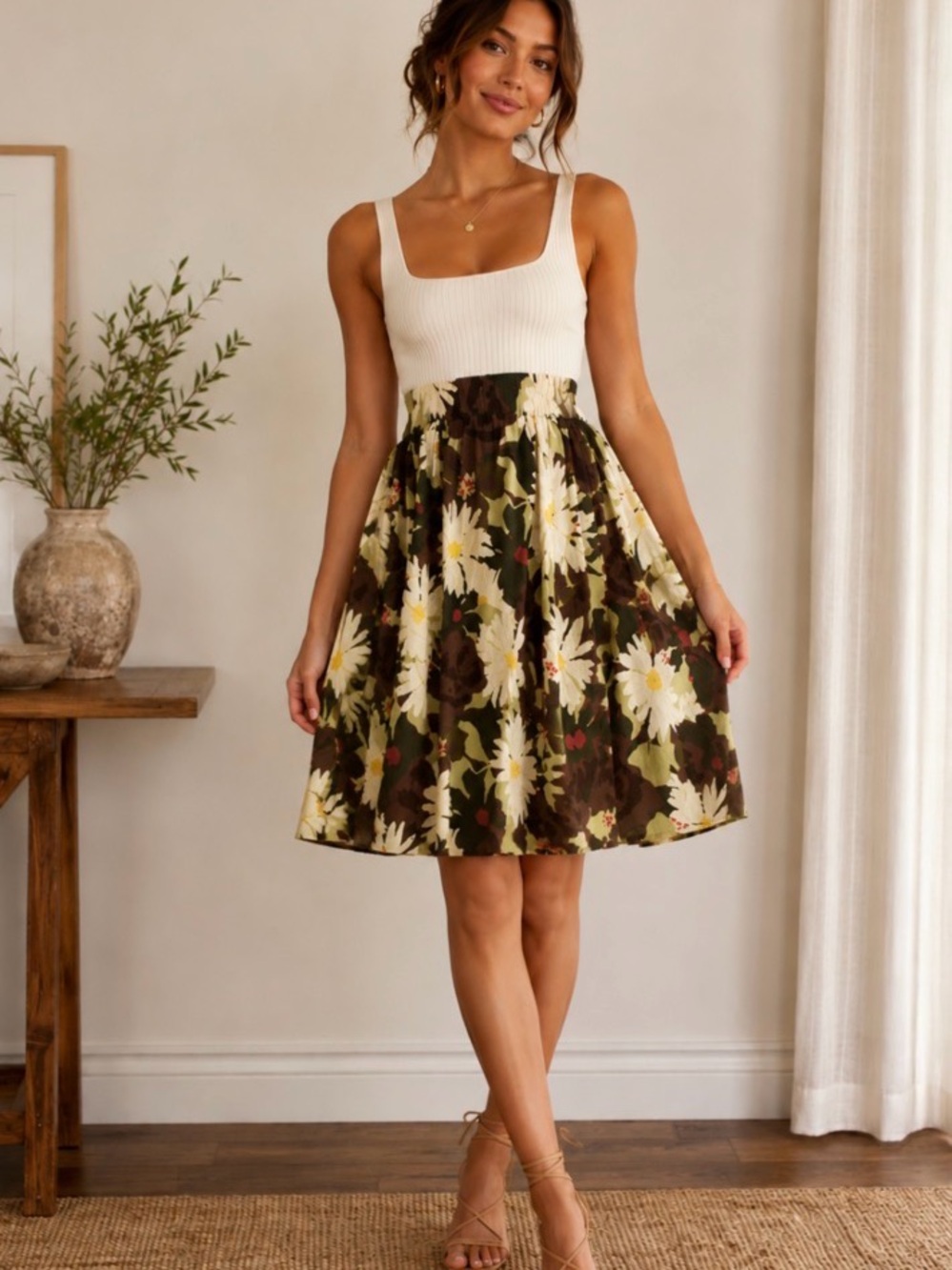 O'Neill Brown Olive Floral Maxi Skirt